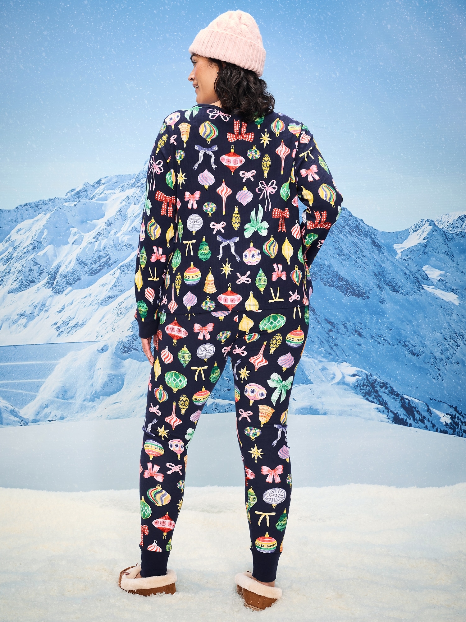 Scoop-Neck Waffle Pajama Top for Women