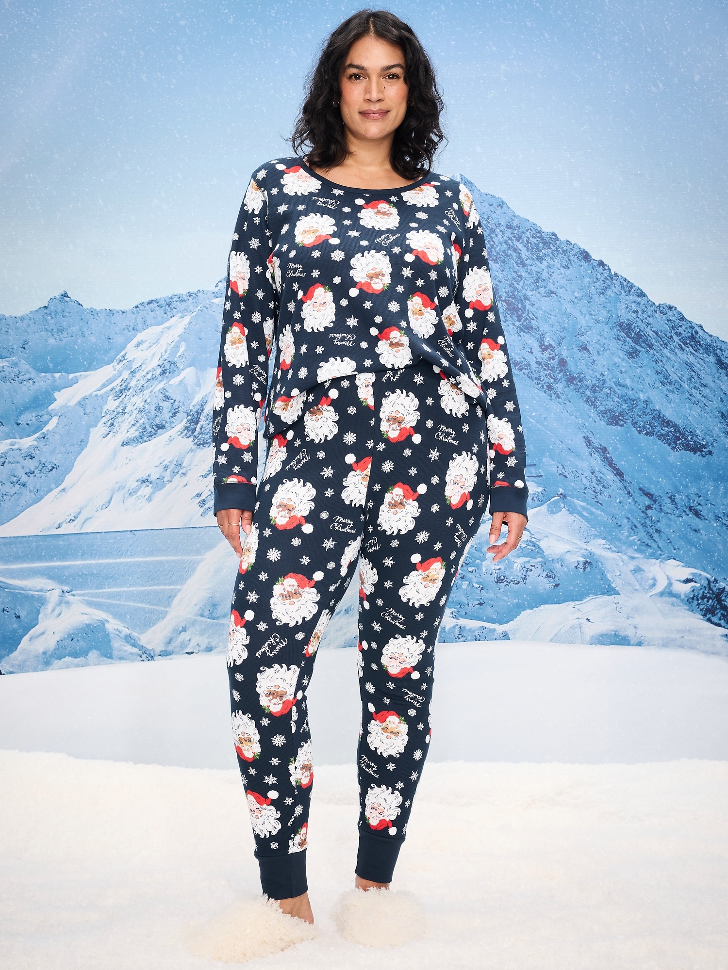 Scoop-Neck Waffle Pajama Top for Women