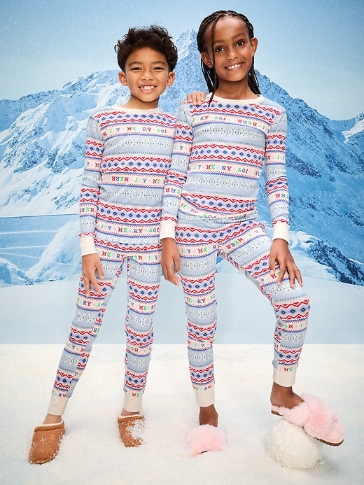 Image number 1 showing, Gender-Neutral Snug-Fit Graphic Pajama Set for Kids