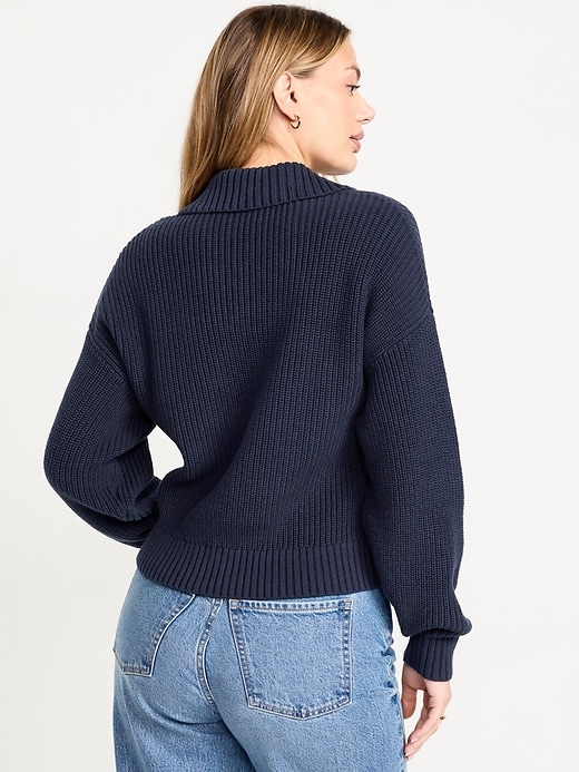 Image number 2 showing, Seaside Cotton Lace-Up Collar Sweater