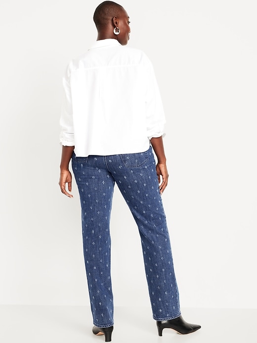 Image number 6 showing, Extra High-Waisted Textured Straight Jeans