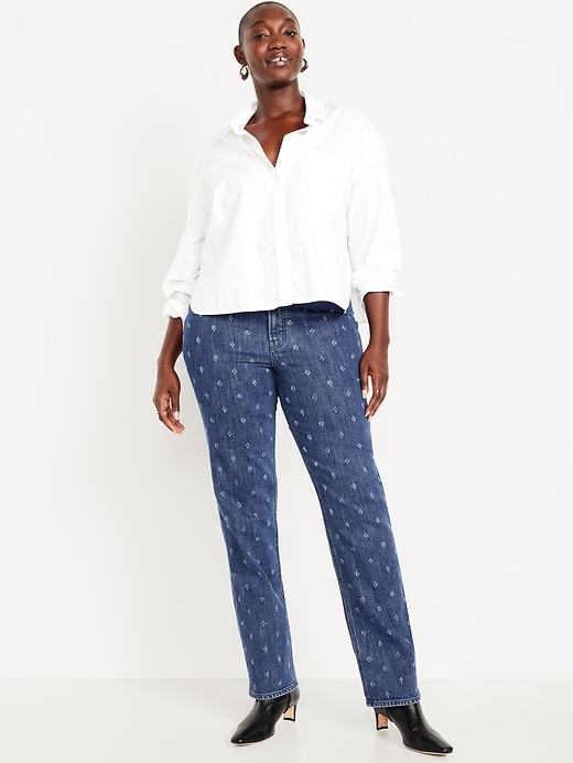 Image number 5 showing, Extra High-Waisted Textured Straight Jeans