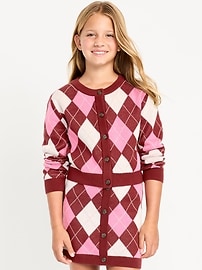 Image number 1 showing, Printed Cardigan Sweater for Girls