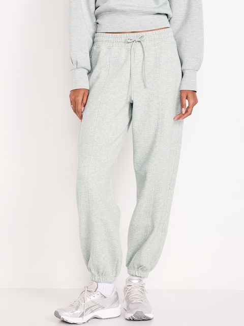 High-Waisted Dynamic Fleece Textured Sweatpants - Heather Gray