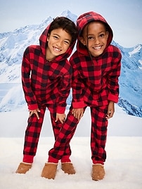 Image number 1 showing, Microfleece Gender-Neutral Hooded Pajama One-Piece for Kids