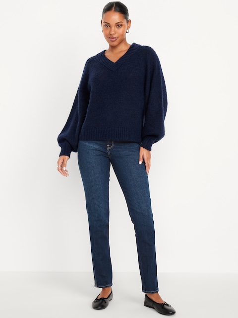 High-Waisted Slim Jeans - Dark Blue