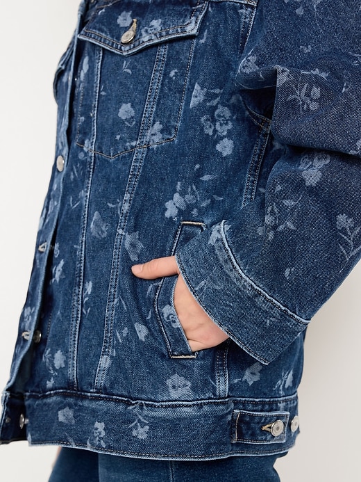 Image number 5 showing, Oversized Floral Print Jean Trucker Jacket