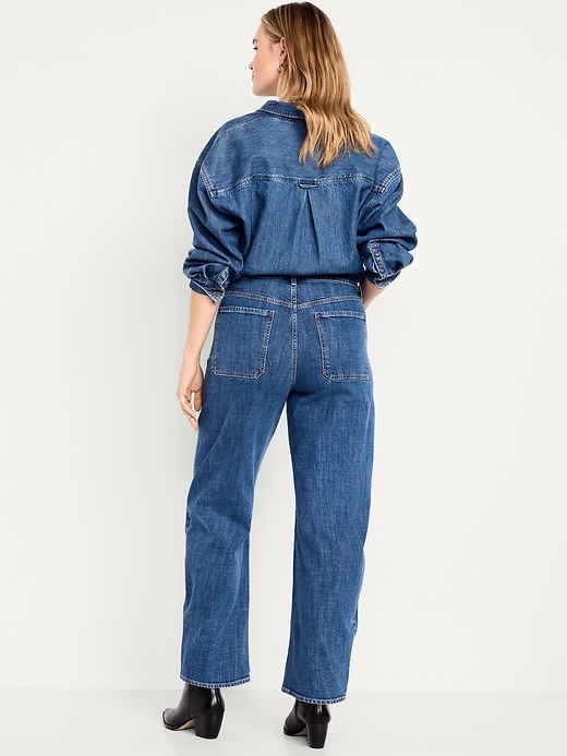Image number 6 showing, High-Waisted Baggy Barrel Utility Jeans