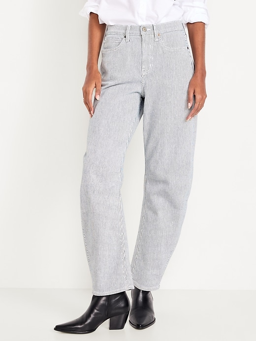 Image number 2 showing, High-Waisted Baggy Barrel Jeans