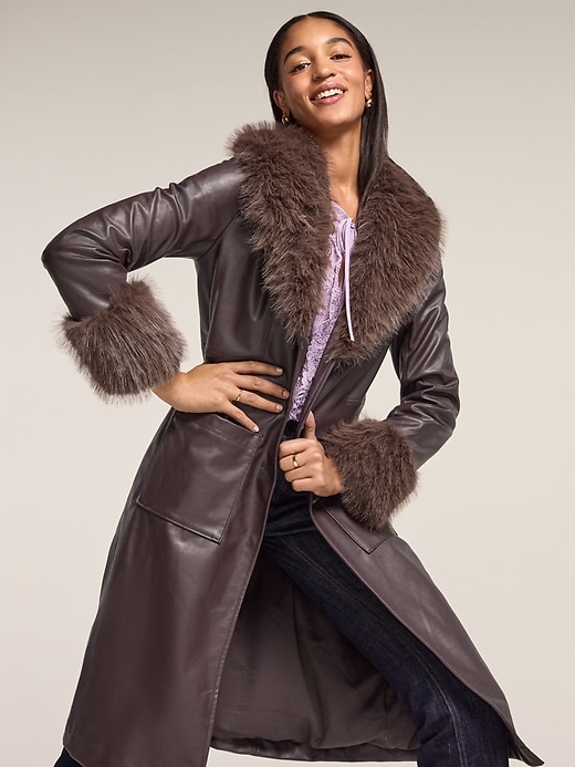 Image number 4 showing, Old Navy x Anna Sui Vegan Leather Coat