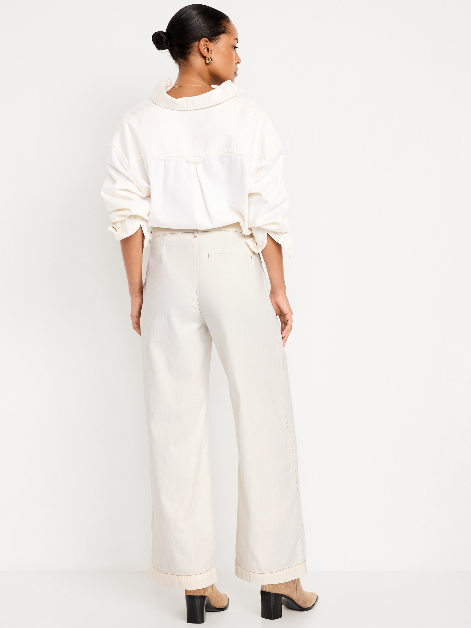 Женские брюки Old Navy High-Waisted Taylor Trouser Wide-Leg, цвет: Экрю — фото 3
