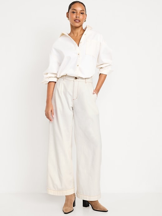 Image number 1 showing, High-Waisted Taylor Trouser Wide-Leg Pants