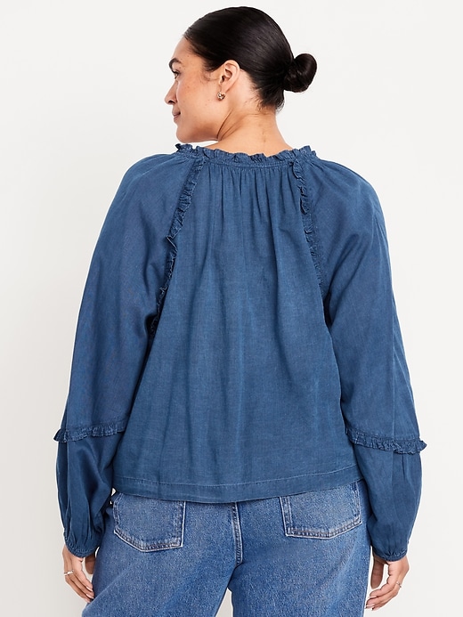 Image number 8 showing, Long-Sleeve Ruffle Trim Top