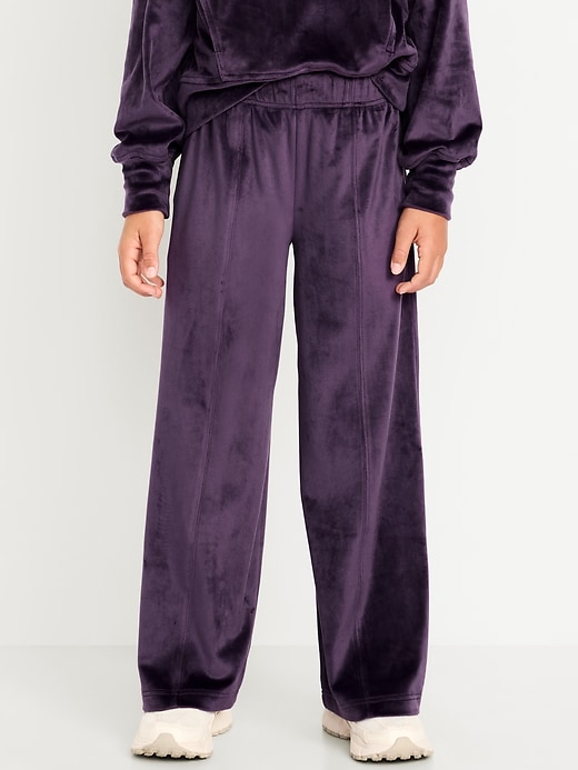 Image number 1 showing, High-Waisted Velour Wide-Leg Pants for Girls
