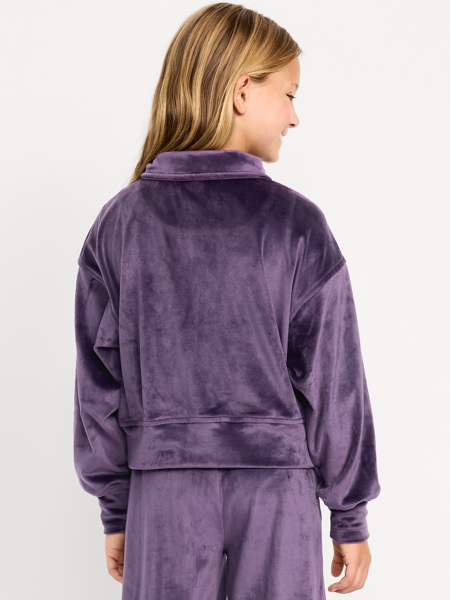 Long-Sleeve Velour Half-Zip Pullover for Girls