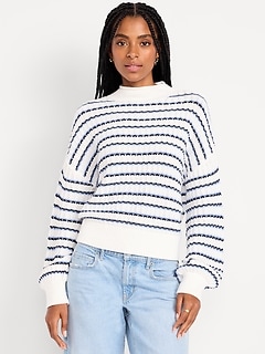 Roll-Neck Seaside Cotton Sweater
