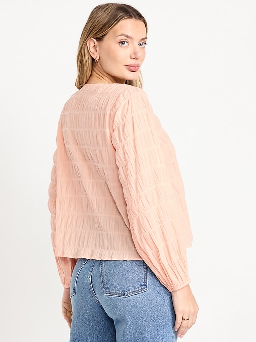 Image number 2 showing, Button-Down Smocked Top