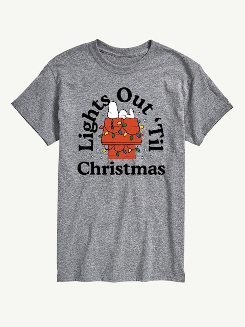 Peanuts Lights Out Christmas Short Sleeve Graphic Tee - Athletic Heather