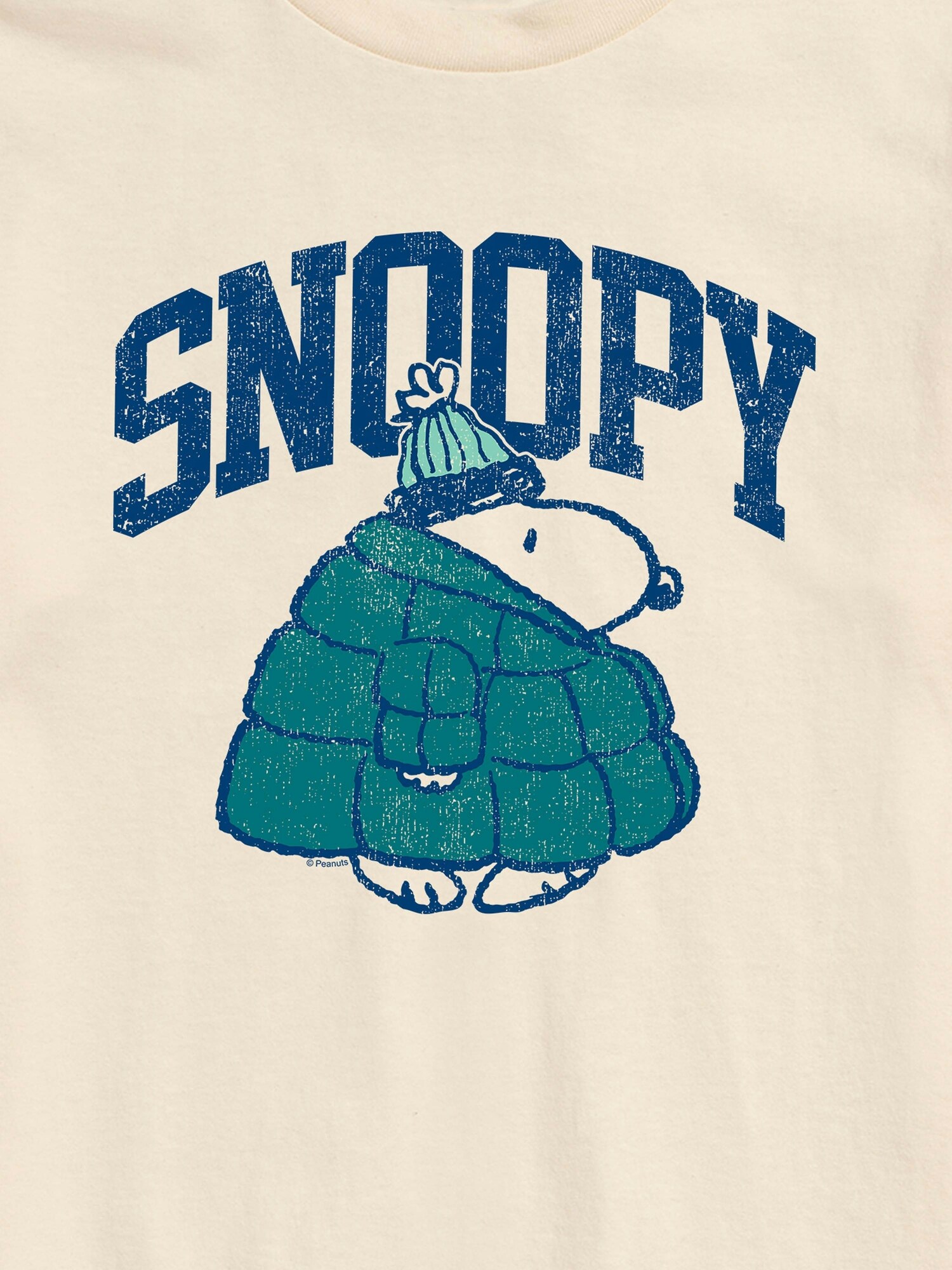Мужская футболка Old Navy Peanuts Snoopy In Puffer Short Sleeve Graphic, цвет: Кремовый — фото 2
