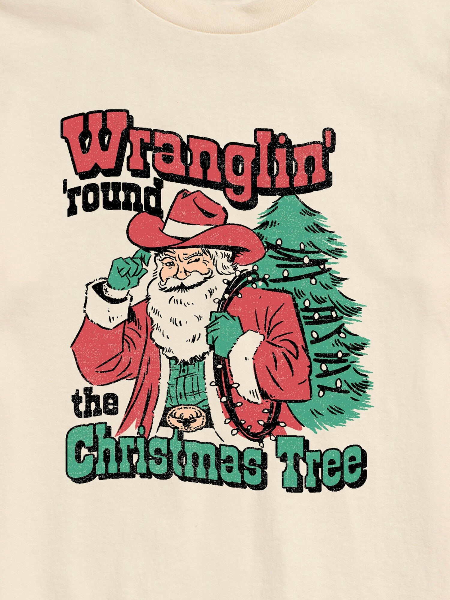 Мужская футболка Old Navy Santa Wranglin Around Short Sleeve Graphic, цвет: Кремовый — фото 2
