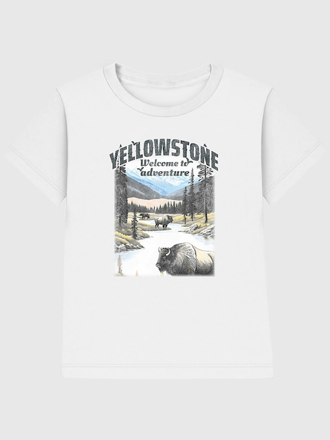 Yellowstone National Park Classic Graphic T-Shirt for Kids - White
