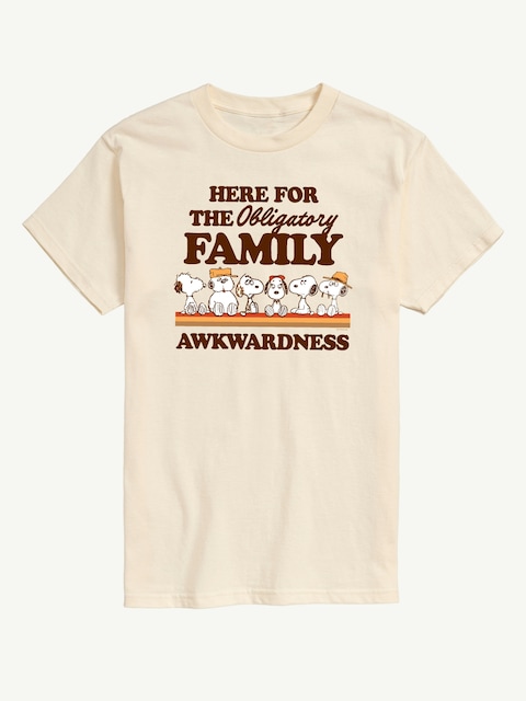 Peanuts Here For The Family Short Sleeve Graphic Tee - Cream