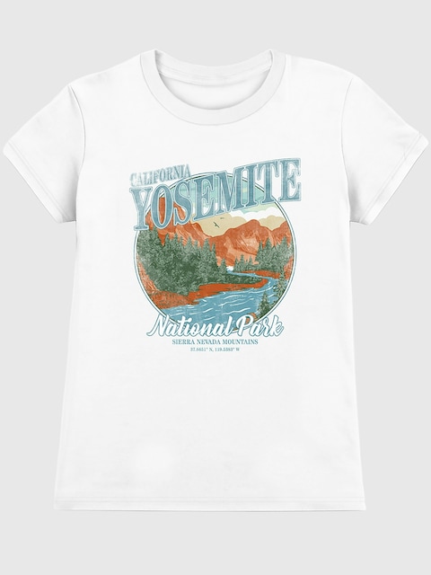 Yosemite National Park Vintage Graphic T-Shirt for Women - White