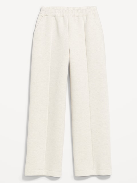 High-Waisted Bounce Fleece Wide-Leg Sweatpants - Oatmeal Heather