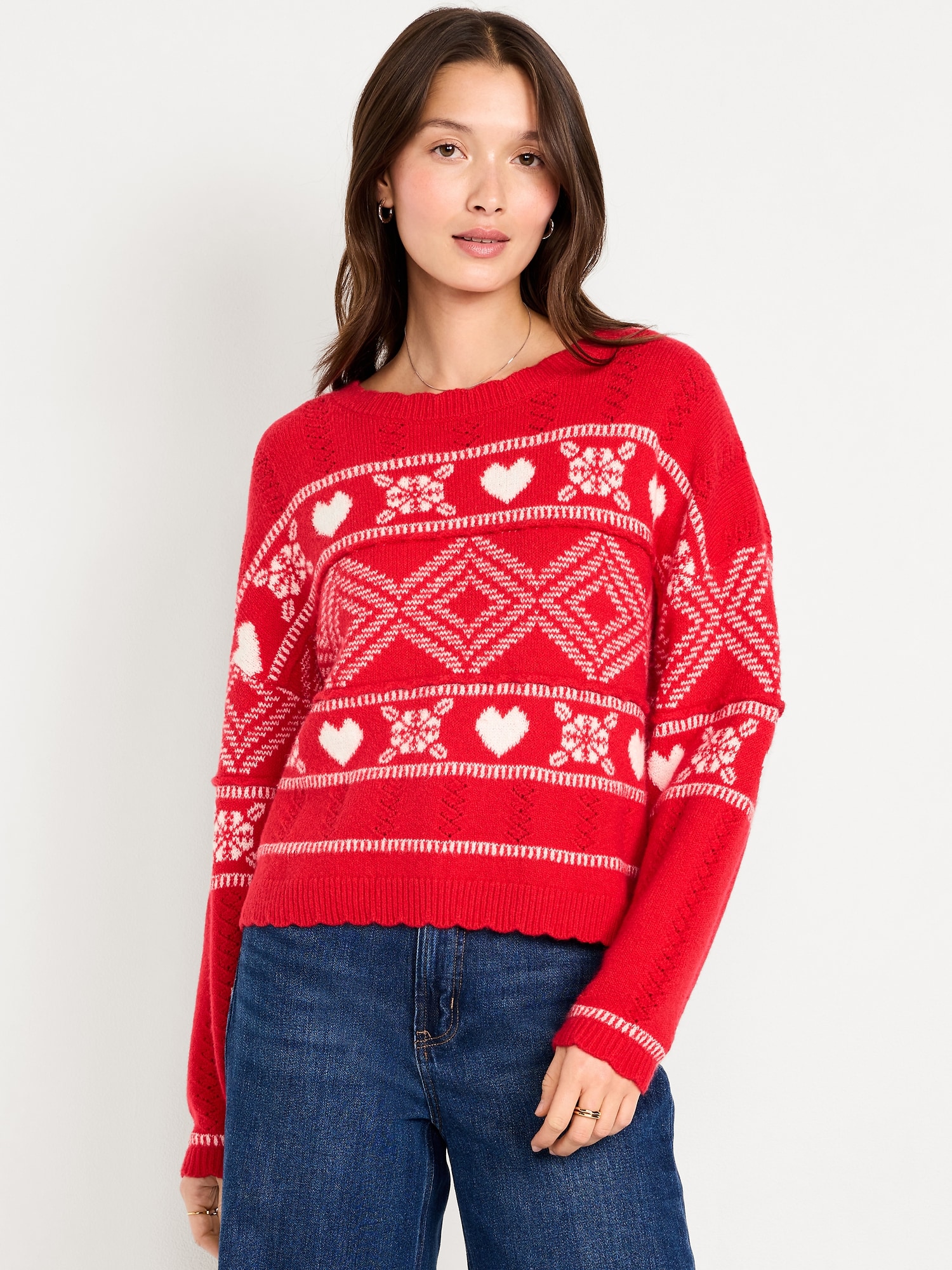 Crew-Neck Heart Sweater