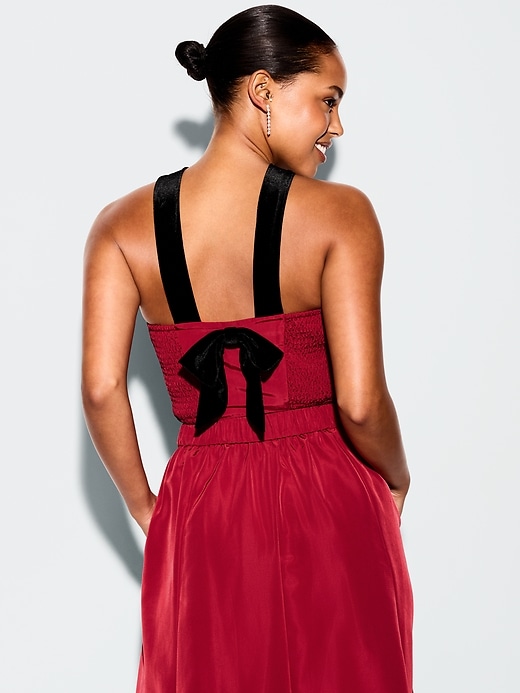 Image number 2 showing, The Occasion by Old Navy Taffeta Cropped Halter Bow Top