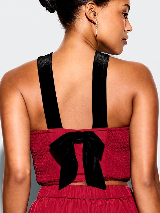Image number 5 showing, The Occasion by Old Navy Taffeta Cropped Halter Bow Top