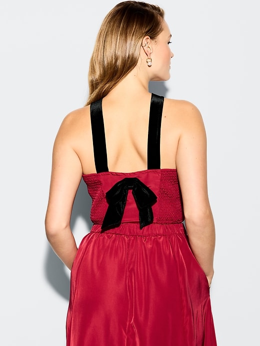 Image number 7 showing, The Occasion by Old Navy Taffeta Cropped Halter Bow Top