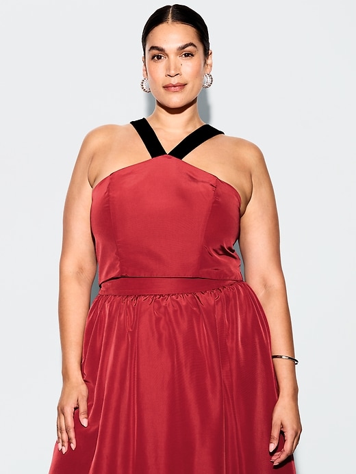 Image number 8 showing, The Occasion by Old Navy Taffeta Cropped Halter Bow Top