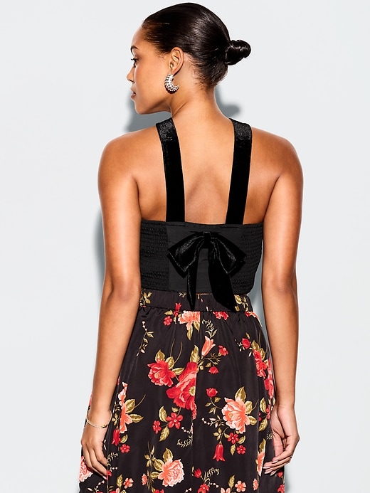 Image number 2 showing, The Occasion by Old Navy Taffeta Cropped Halter Bow Top