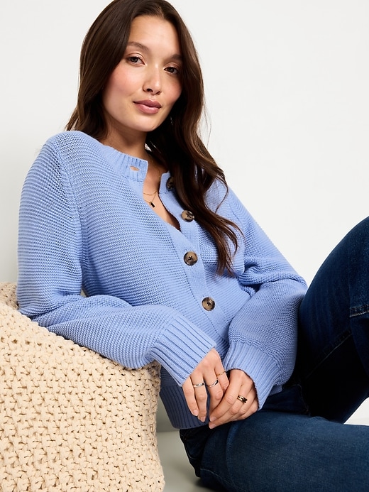 Image number 3 showing, Garter-Knit Cardigan Sweater