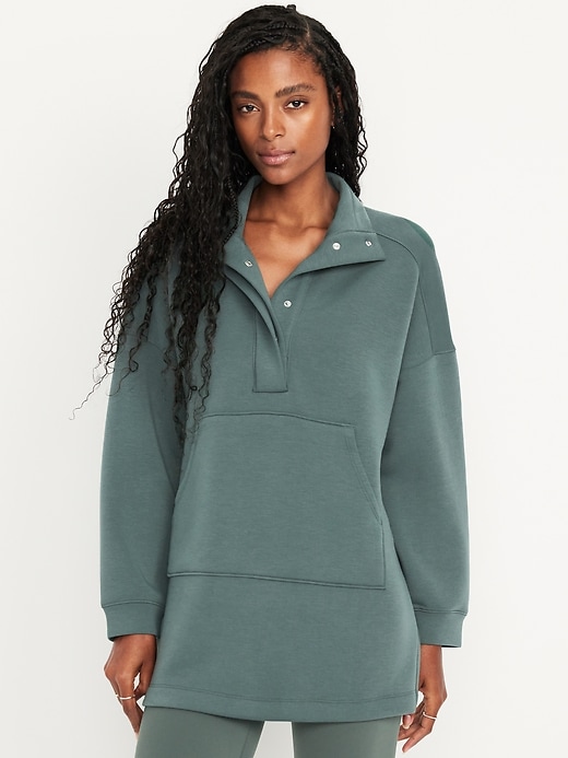 Bounce Fleece Oversized Snap-Front Tunic | Old Navy