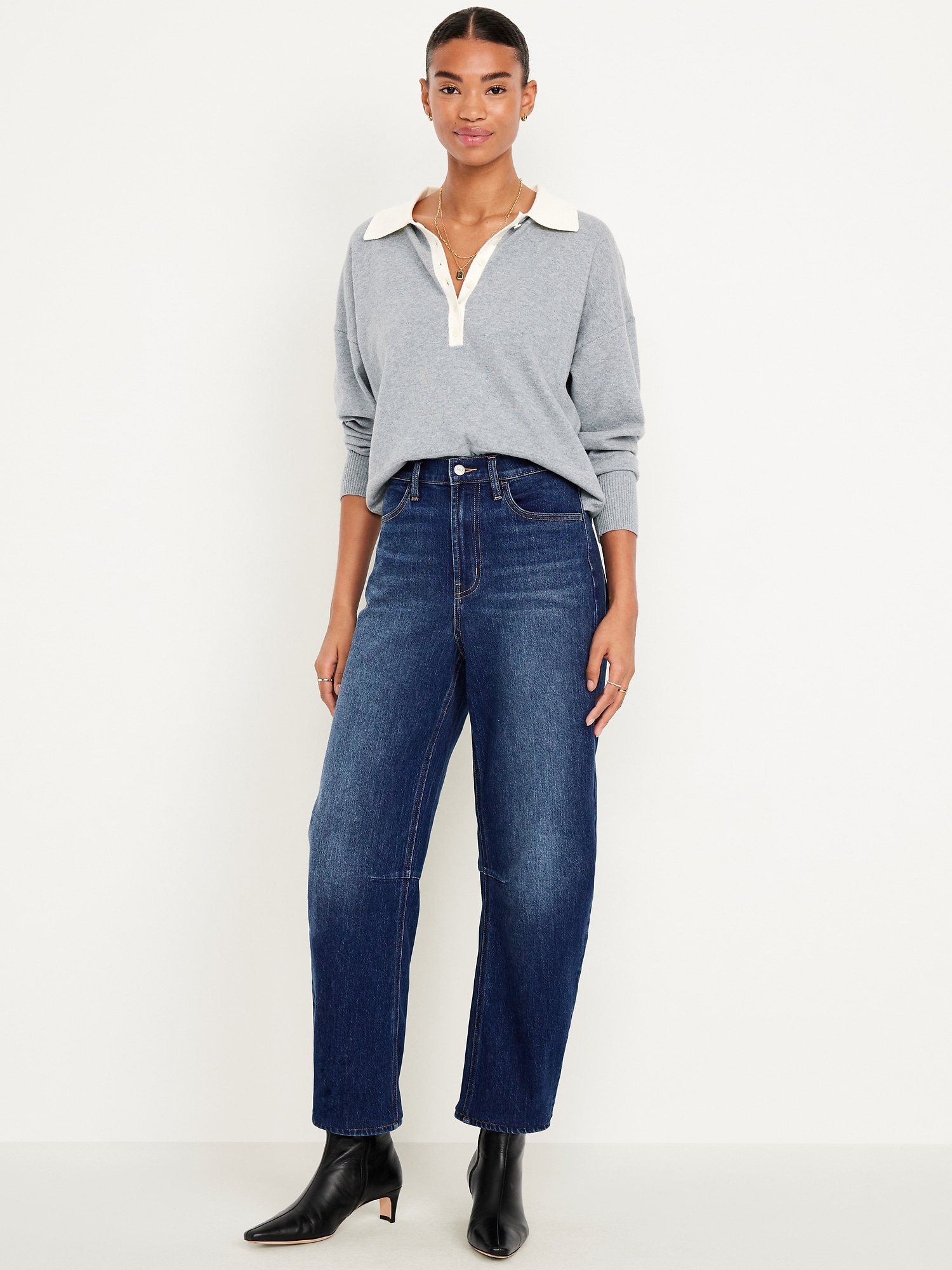 High-Waisted Wow Barrel-Leg Ankle Jeans
