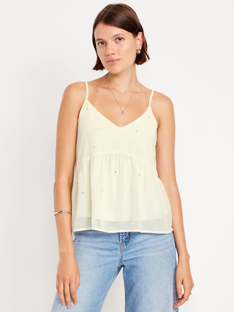 Embellished Cami Peplum Top - Creme De La Creme