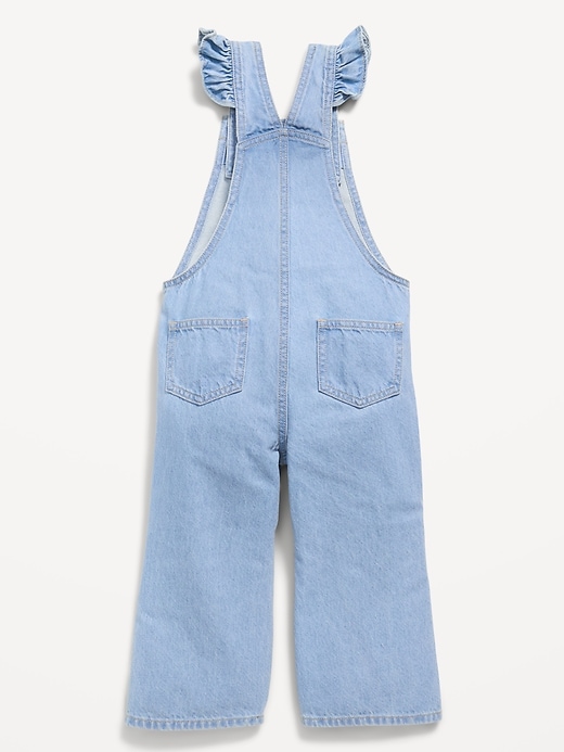 Image number 3 showing, Ruffle-Trim Flared Jean Overalls for Toddler Girls