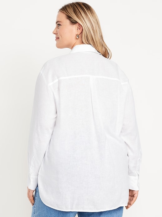 Image number 8 showing, Linen-Blend Loose Button-Down Shirt