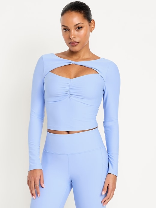 Image number 1 showing, PowerSoft Long-Sleeve Cut-Out Top