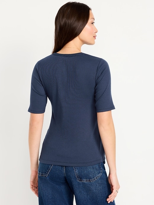Image number 2 showing, Short Sleeve Lace-Front Top