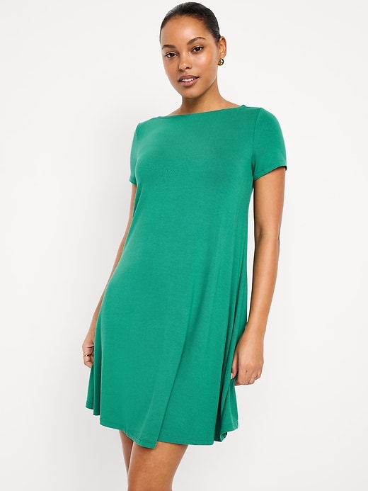 Image number 3 showing, Short-Sleeve Mini Swing Dress