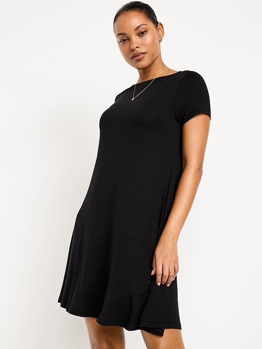 Image number 6 showing, Short-Sleeve Mini Swing Dress