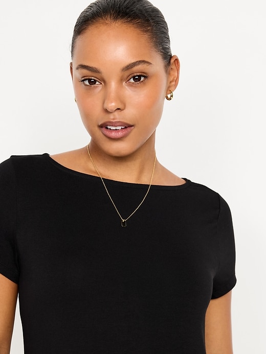 Image number 5 showing, Short-Sleeve Mini Swing Dress