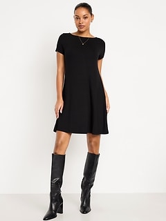 Short-Sleeve Mini Swing Dress