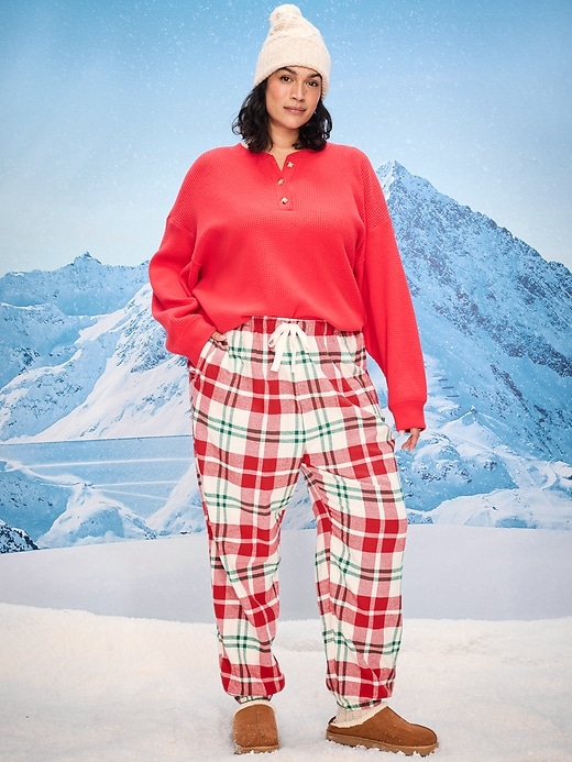 Image number 7 showing, Plaid Flannel Pajama Joggers for Women