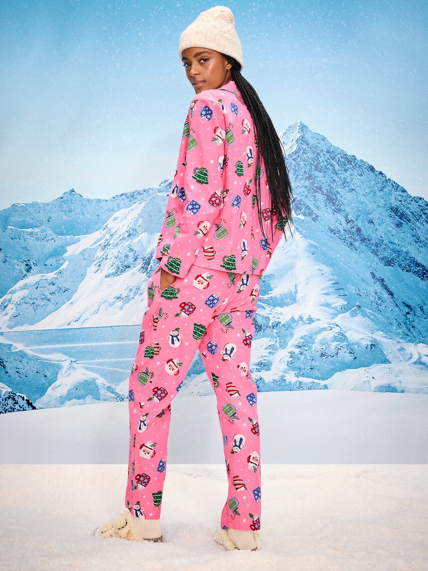 Printed Flannel Pajama Pant Set for Women