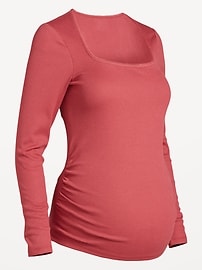 Image number 1 showing, Maternity Long-Sleeve Trapeze-Neck T-Shirt