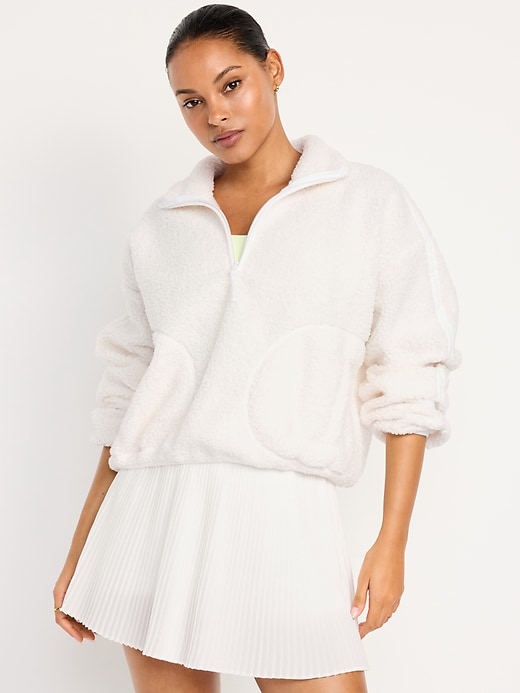 Image number 1 showing, Loose Sherpa Quarter-Zip Pullover